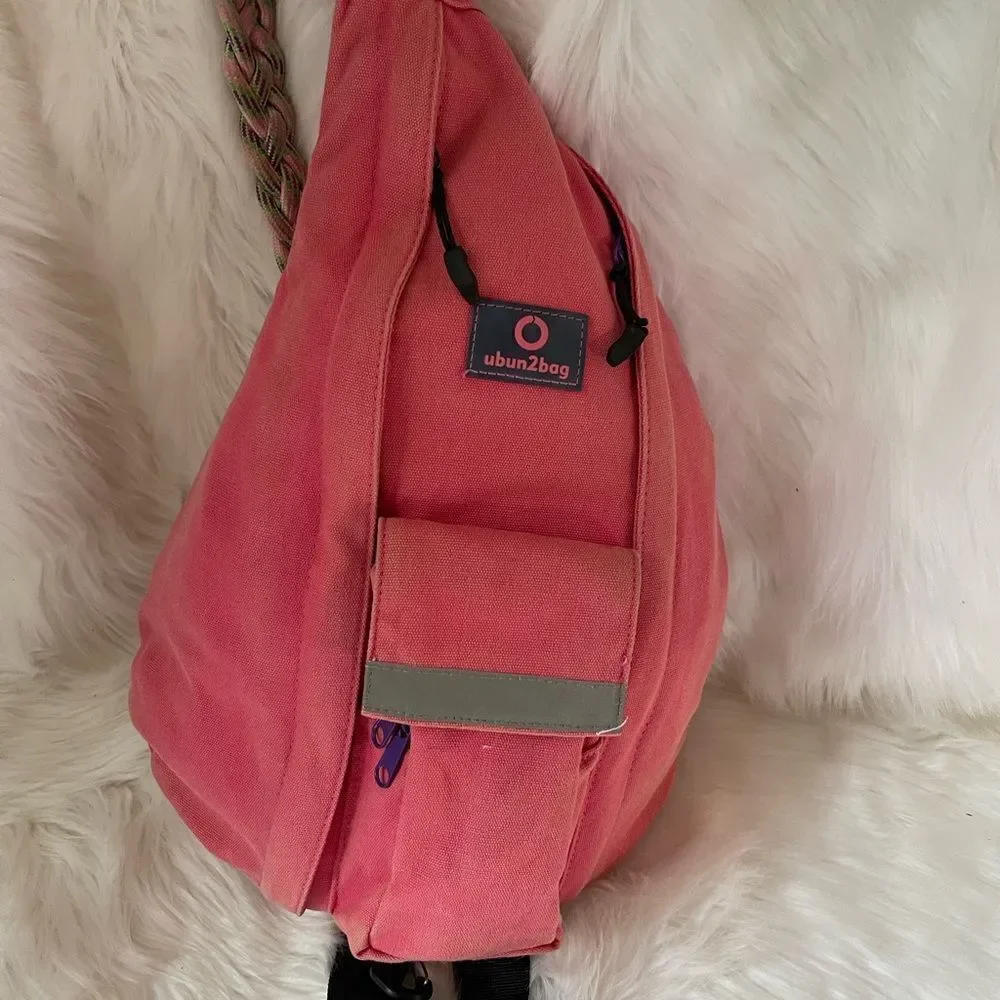 Ubun2bag canvas orange rope sling bag anti theft .